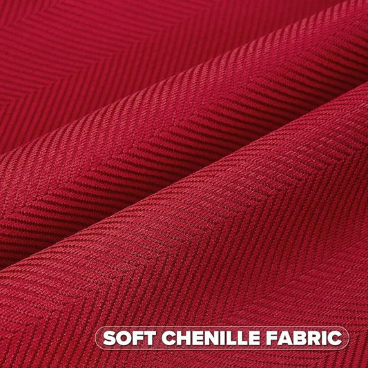 FUTEI Christmas Red Chenille Throw Pillow Covers 12x20 Inch Set of 2,Soft Wide Chevron Textured Lumbar Pillow Cases,Farmhouse Home Decor for Couch Bed Living Room