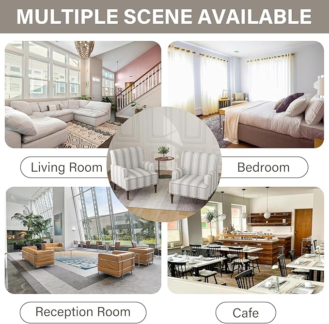 UIXE Stripe Accent Chair, Modern Upholstered Armchair in Fabric for Living Room, Nailhead Trim Club Arm Chair Comfy Single Sofa Bedroom Reading Seat with Wood Legs - Brown