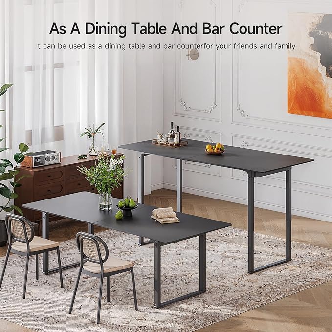 ONBRILL Standing Desk, 71x32 Inches Rectangle Stand Up Desk with 4 Legs, Dual Motor and Memory Controller, Adjustable Height from 28-46 Inches for Home and Computer Workstation, Black