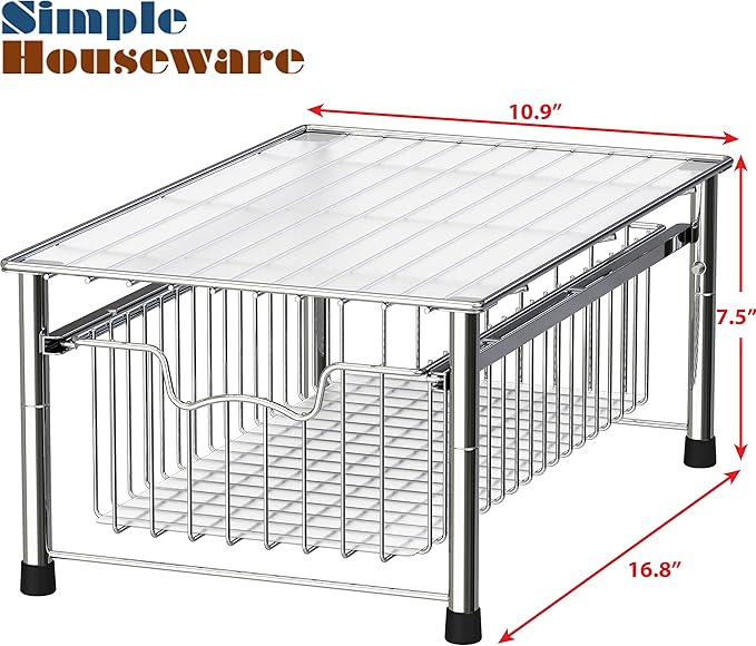 Simple Houseware Stackable Basket Drawer, Chrome