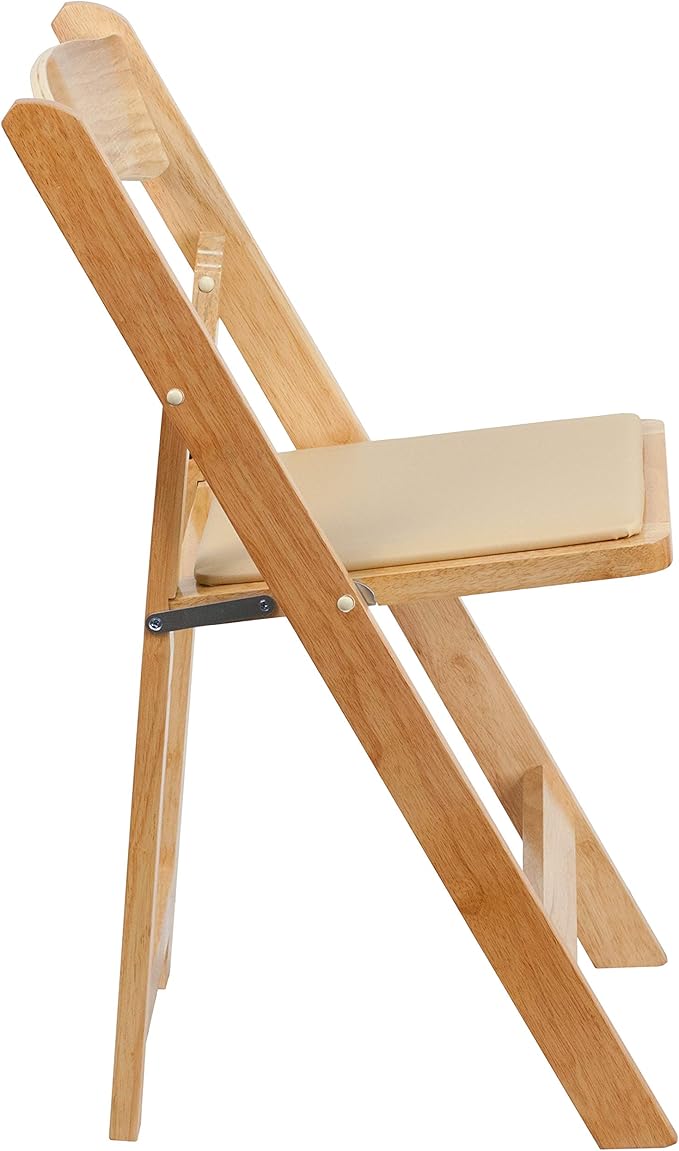 Flash Furniture Hercules Series Beechwood Folding Event Chairs with Padded Seats, Modern Wooden Folding Banquet Chairs, Set of 4, Natural