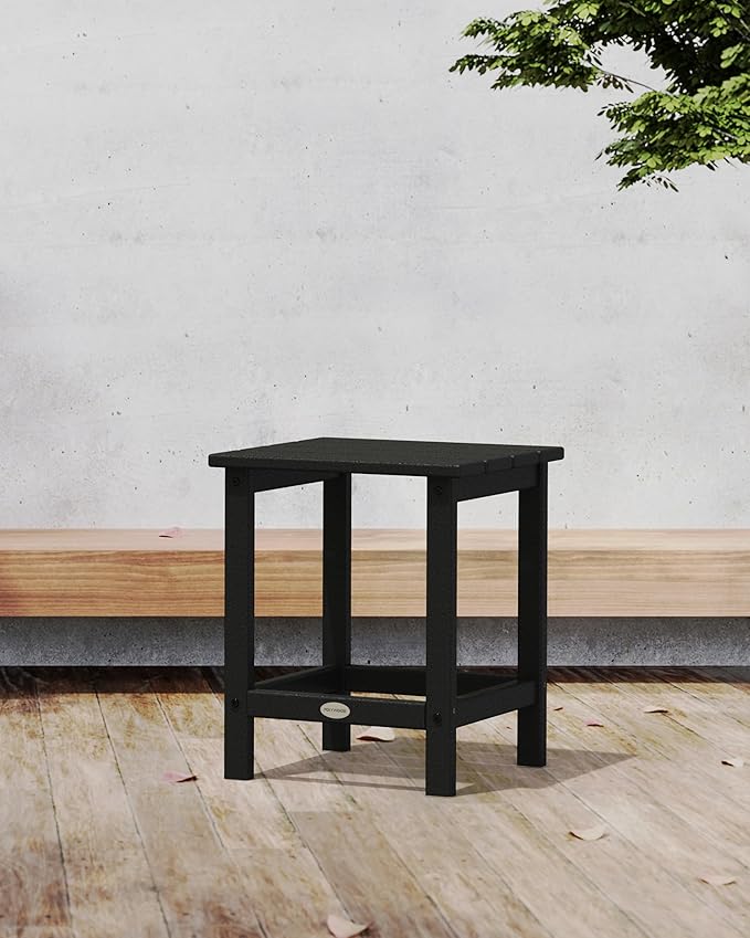 POLYWOOD Long Island 18" Side Table, Black