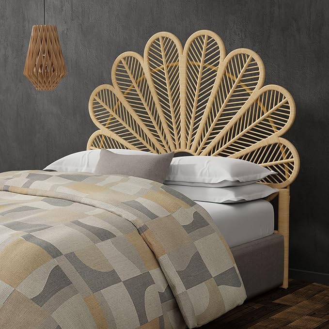 KOUBOO Rattan Petal Headboard, California King, Natural