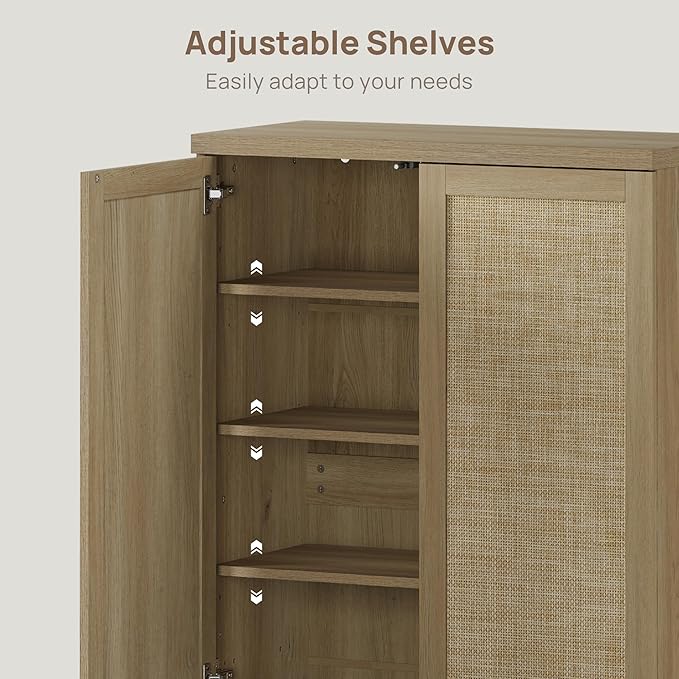 SICOTAS Rattan Shoe Storage Cabinet - Modular Shoe Cabinets with Door Tall Large Shoe Cabinet Storage for Entryway - 31.2" Wide Modular Cabinet for Hallway, Living Room