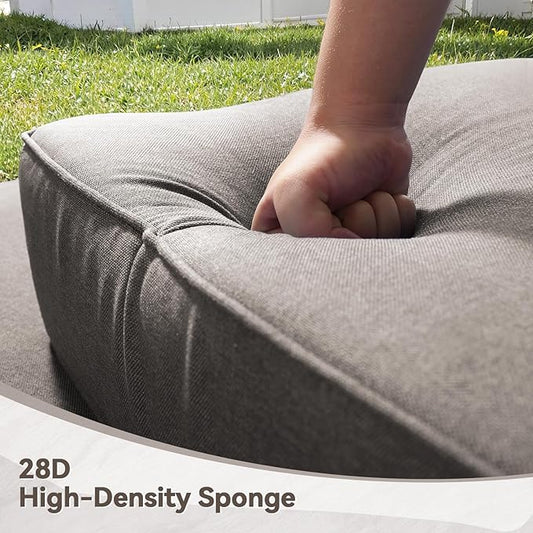 Luxury 6" Outdoor Cushions for Patio Furniture, 24x24x6" Thick Seat Cushion Set of 9, Fade Resistant Couch Chair Replacement Cushions High Density Deep Wicker Chair Cushion w/ Removable Cover Gray