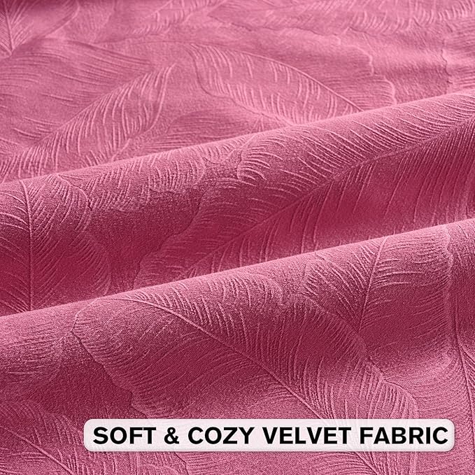 FUTEI Hot Pink Velvet Throw Pillow Covers 20x20 Inch Set of 2,Soft Embossed Leaf-Relief Textured Cushion Cases,Natural Home Decor for Couch Living Room