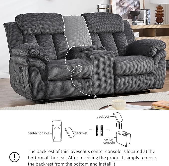 CANMOV Recliner Sofa Set, Oversize Power Lift Recliner Chair and Manual Loveseat with Overstuffed Armrest for Living Room,Bedroom Furniture,Office,1+2 Seat Grey