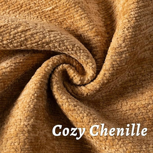 Mustard Yellow Decorative Throw Pillow Covers 12x20 Inch Set of 2 Cozy Soild Chenille Cushion Cases Soft Textured Lumbar Couch Pillows Cover Boho Accent Farmhouse Pillowcases for Bed