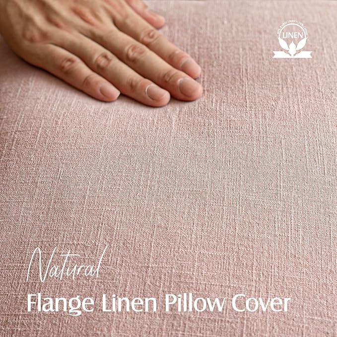 Foindtower Pack of 2, Decorative Linen Solid Throw Pillow Covers Soft Accent Cushion Case Boho Farmhouse Pillowcase for Bed Chair Couch Sofa Bedroom Living Room Home Decor 22 x 22 Inch Light Pink