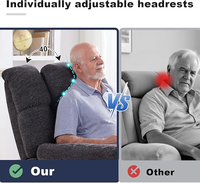 Triple Motor Power Lift Recliner Chair with Massage and Dual Heat for Elderly People, Zero Gravity Lay Flat Recliner Infinite Position, USB Ports(Grey)