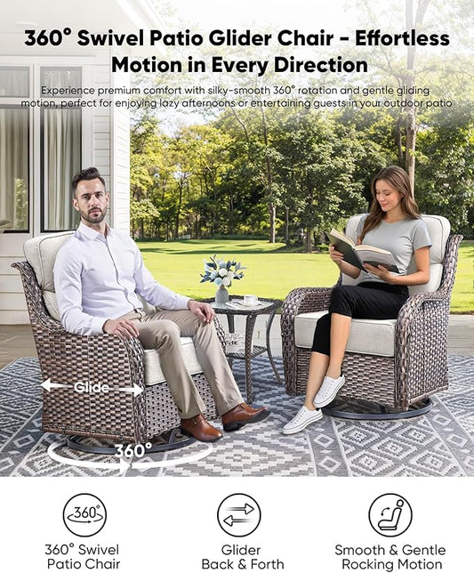 HUMMUH Wicker Patio Furniture Set 6 Inch Thick Cushion Outdoor Swivel Rocker Patio Chairs with Deep Seat Sofa 6PCS Outdoor Furniture Set for Porch Garden Deck