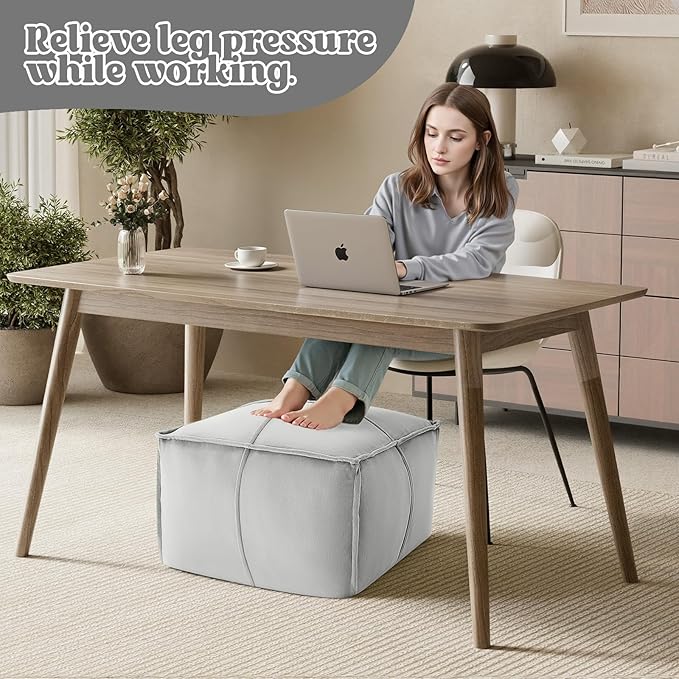 MeMoreCool Stuffed Round Pouf Ottoman Foot Rest, Floor Pouf Foot Stool with Soft Foam Chunk Filling, Small Round Ottoman Footstool Circle Footrest for Living Room