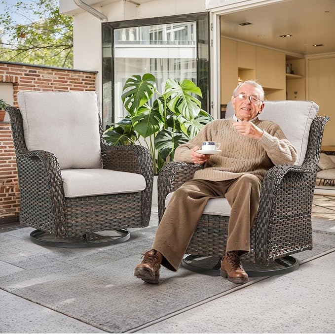 Outdoor Chair Cushions for Patio Furniture - 1 Pack Outside Durable Thick Replacement Cushion 22x24 with Zipper Cover for Wicker Glider Rocking Chairs Loveseat Couch – Beige/Regular
