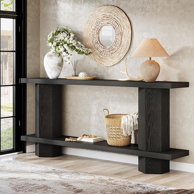 Tribesigns 71-Inch Long Console Table for Entryway, Wooden Sofa Table Behind Couch, for Living Room, Hallway, Foyer, Black