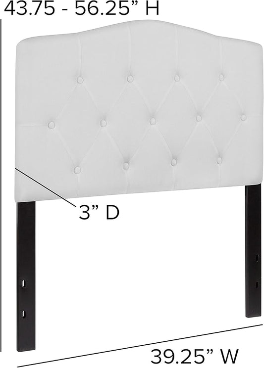 BizChair Tufted Upholstered Twin Size Headboard in White Fabric