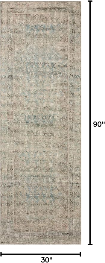 Loloi Angela Rose Aubrey Collection AUB-03 Jade/Natural 2'-6" x 7'-6", .19" Pile Height, Runner Rug