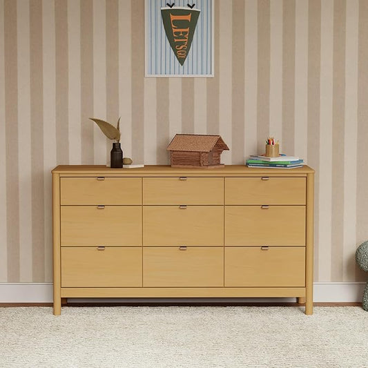 Babyletto Bondi 9-Drawer Baby Dresser for Nursery - GREENGUARD Gold Certified - Wooden Chest of Drawers for Kids, Boys & Girls - Assembled Sustainable Wood Kids Dresser for Bedroom - Honey