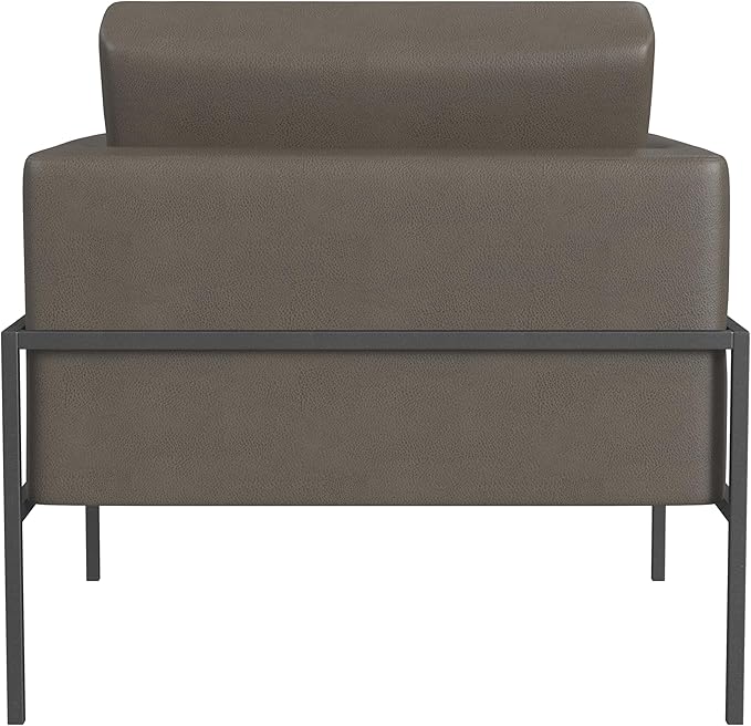 HomePop Modern Metal Frame Accent Chair Home Décor|Accent Chairs for Living Room & Bedroom - Pewter Gray Faux Leather