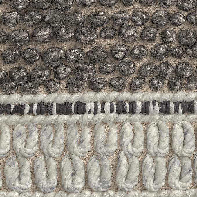SIMPLIHOME Grady Contemporary Square Pouf in Earth Tone Brown Handloom Woven for the Living Room, Bedroom and Kids Room