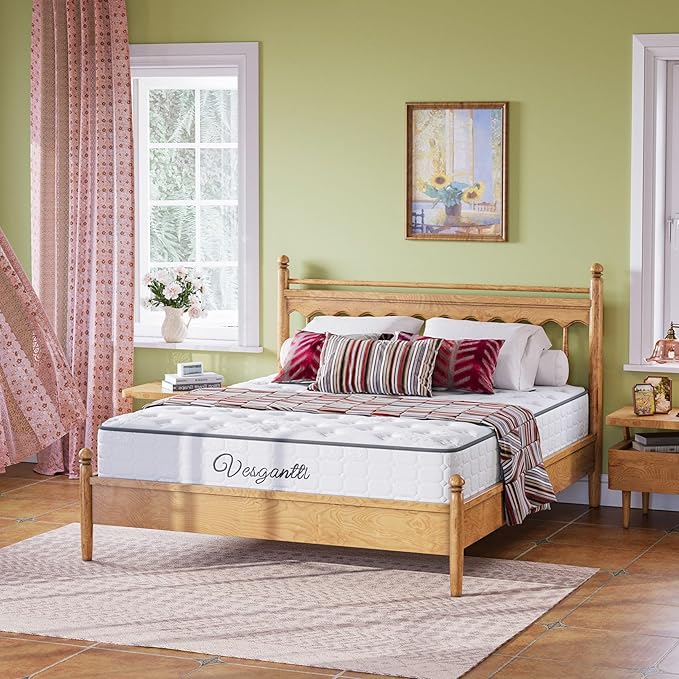 Vesgantti Twin Mattress, 10 Inch Innerspring Hybrid Single Bed Mattress in a Box with Breathable Foam and Pocket Spring, Ergonomic Design, Medium Firm Feel
