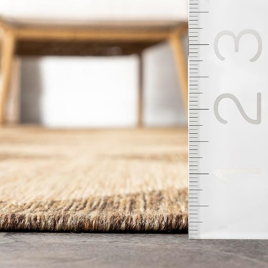 nuLOOM Outdoor Performance Collection Sabina Brown/Ivory, 2' x 10', Soft and Cozy, High Traffic, Stain Resistant, Easy Clean, Durable Runner for Indoor/Outdoor Patio, Deck, Porch, Garden, Courtyard