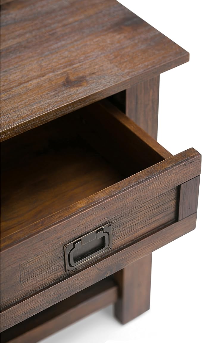 SIMPLIHOME Monroe SOLID ACACIA WOOD 22 inch Wide Square Rustic End Side Table in Distressed Charcoal Brown for the Living Room and Bedroom