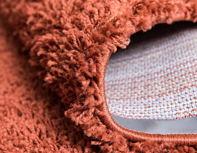 Unique Loom Solid Shag Collection Area Rug (8' x 10' Rectangle, Terracotta)