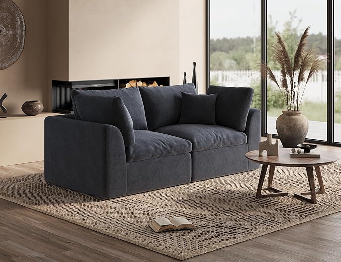 78.9" Loveseat Sofa, Cloud Boneless Couches for Living Room, Modern Modular Sectional Sofa, Oversized, Grey