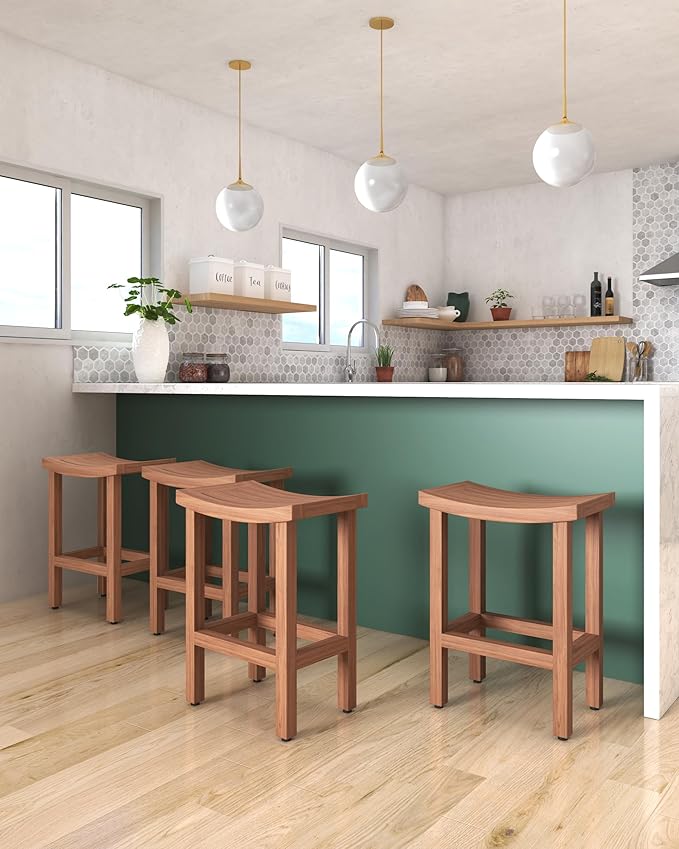 AquaTeak Patented 24" Sumba Tall Teak Counter Stool
