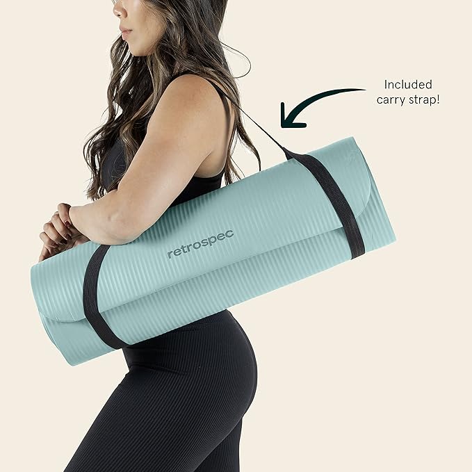 Retrospec Solana Yoga Mat 1" Thick With Nylon Strap For Men & Women - Non Slip Exercise Mat For Home Yoga, Pilates, Stretching, Floor & Fitness Workouts