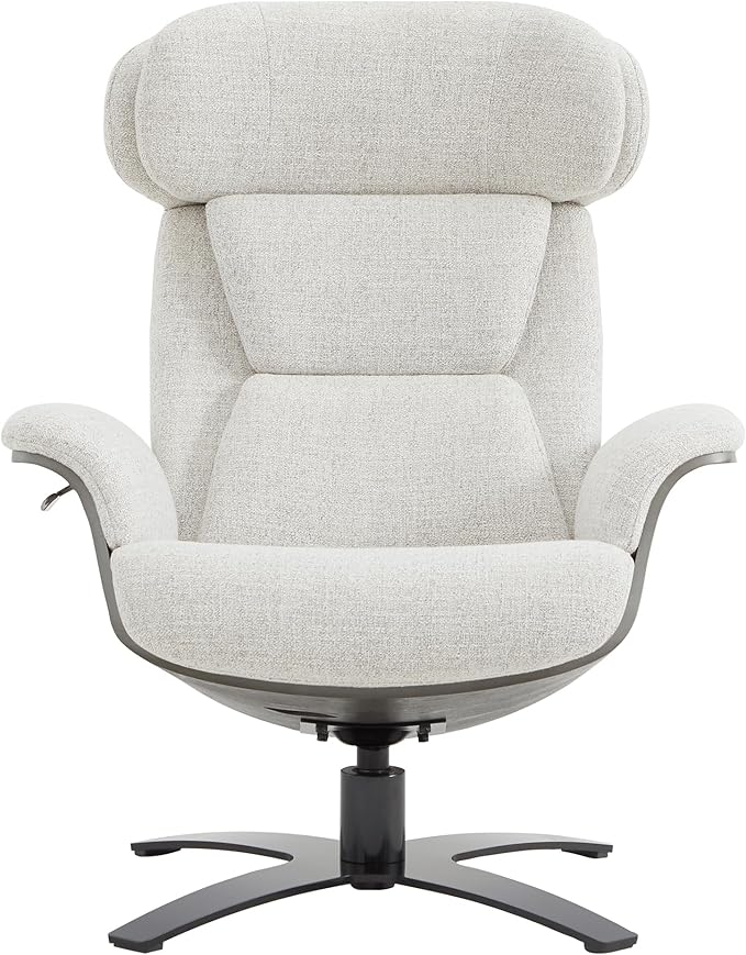 CHITA Fabric Reclining Swivel Chair with Adjustable Headrest and Ottoman for Living Room, White (Multi-Colored)