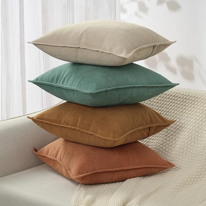 ZWJD Throw Pillow Covers 20x20 Set of 4 Chenille Pillow Covers with Elegant Design Soft and Luxurious Decorative Throw Pillows for Couch, Bed, and Home Decor