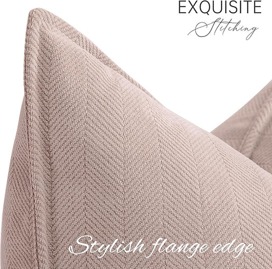 ZWJD Dusty Pink Pillow Covers 18x18 Set of 2 Chenille Throw Pillow Covers with Elegant Design Soft and Luxurious Decorative Throw Pillows for Couch, Bed, and Home Decor