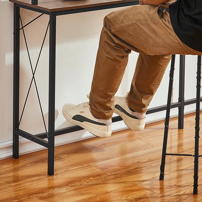 VECELO 71 Inch Console Table with 2 Outlet and 2 USB Ports, Entryway Furniture with 9.8 Feet Long Power Cord, Baffle and Rest Rails, Sturdy and Stable, 70.9”L x 11.8”W x 31.5" H, Brown