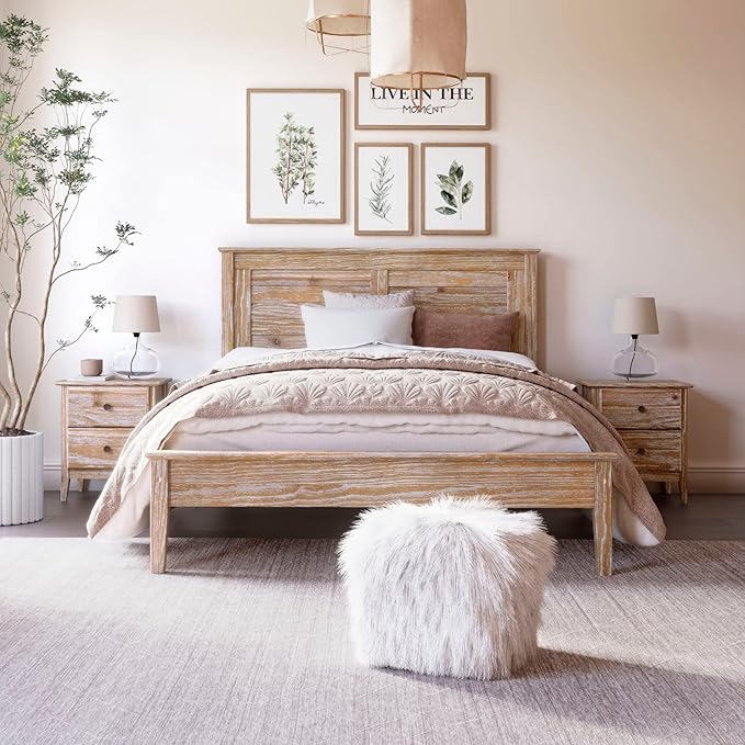 Grain Wood Furniture Greenport Solid Wood Platform Bed, Full Size, Brushed Driftwood