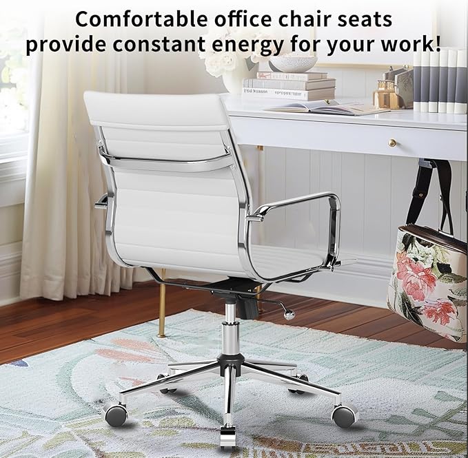 Chair, Desk Computer Chair ,with Armrests ,Ergonomic Office Chair for Home and Office, 17.32 x 22.83 x 35.43 inches, Multiple Colors (White)