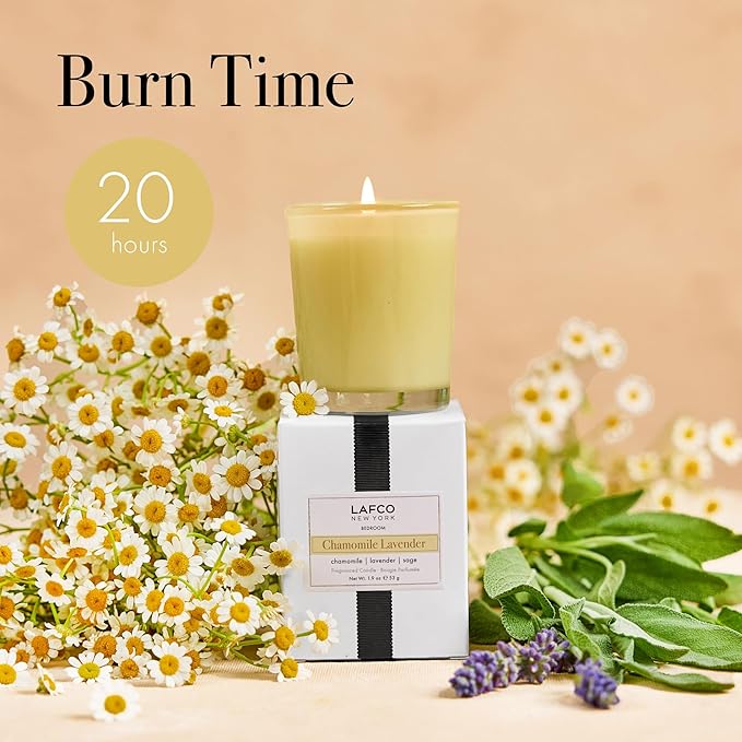 LAFCO New York Votive Candle, Chamomile Lavender - 1.9 oz - 20-Hour Burn Time - Reusable Glass Vessel - Made in The USA