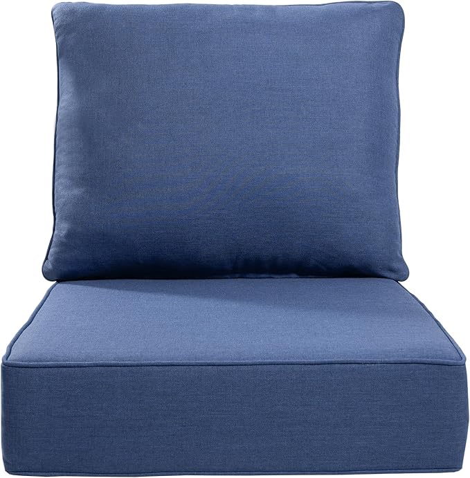 Luxury 24x24x6 Inch Outdoor Cushions - Water&UV&Fade Resistant 1 Set Deat Seat Patio Furniture Cushion for Wicker Dining Rocking Swivel Chairs Loveseat Couch Sectional Sofa - Navy Blue