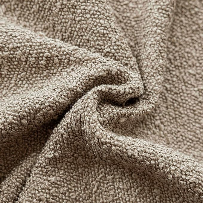 Foindtower Set of 2, Decorative Textured Boucle Throw Pillow Covers Accent Solid Pillow Cases Neutral Cozy Couch Cushion Case for Chair Sofa Bedroom Living Room Home Decor 16x16 Inch Light Khaki Tan