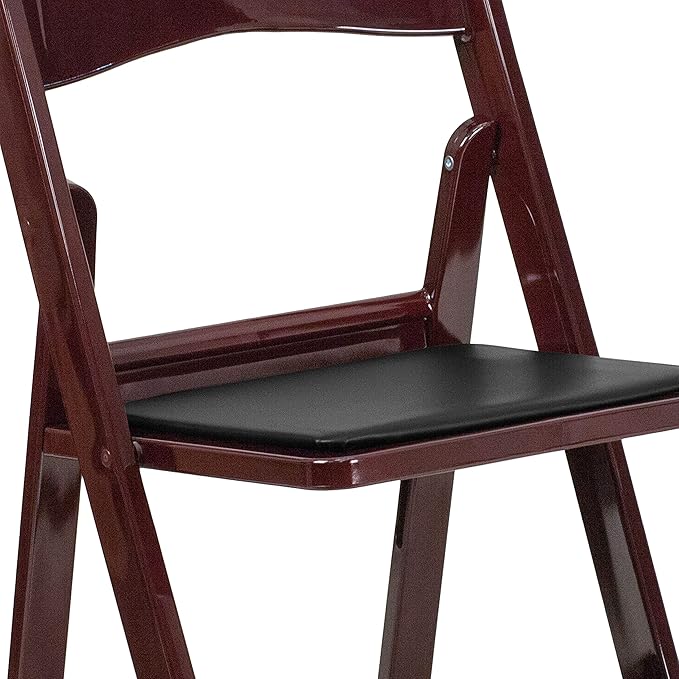 Flash Furniture Hercules™ Series Folding Chair - Red Mahogany Resin – 1000LB Weight Capacity Comfortable Event Chair - Light Weight Folding Chair