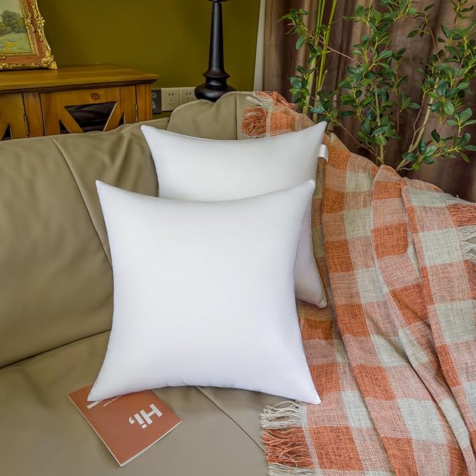 22 x 22 Outdoor Pillow Insert Pack of 4 Patio Furniture Pillows Cushion Waterproof Square Throw Pillow Inserts Decorative Couch Pillow Inserts White Sofa Sham Cushion Stuffer