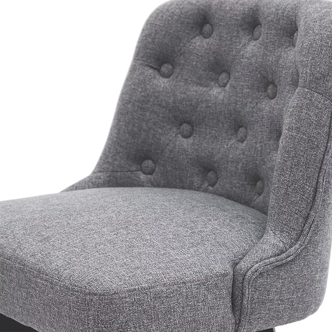 MINCETA Bar Stool, 30 Inch Upholstered Barstool with Low Tufted Back and Footrest, Swivel Counter Height Barstool for Kitchen Island Home Bar Performance Fabric Gray