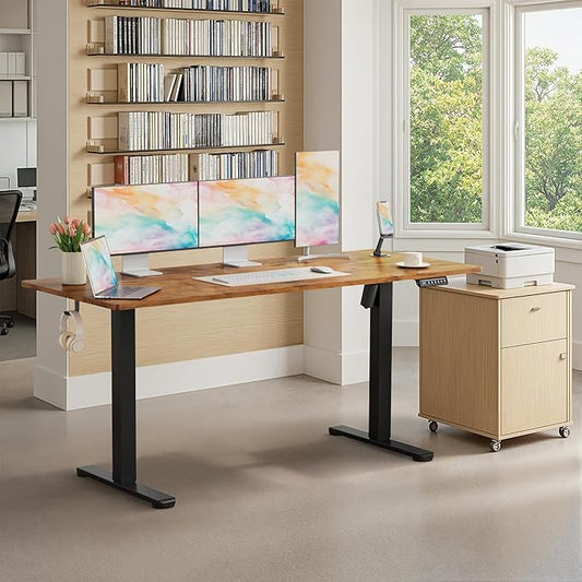 Homall Height Adjustable Electric Standing Desk, Memory Stand up Desk with Headphone Hook, Home Office Desks with Splice Board