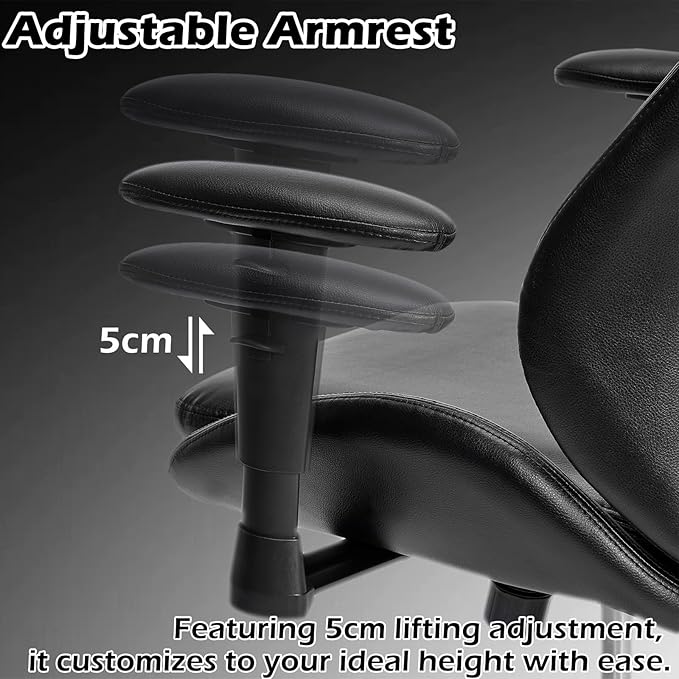 BEWISHOME Home Office Desk Chair, Black Leather Executive Chair with Adjustable Armrests, Computer Chair with Lumbar Support, 360° Swivel Ergonomic Rolling Chair for Adults, Up to 320lbs,BBY02B