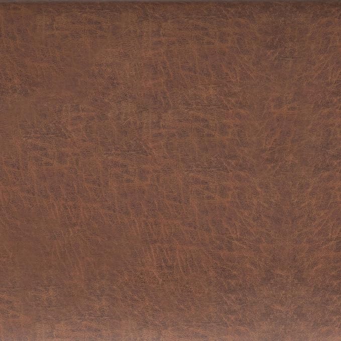 SIMPLIHOME Ellis 36 inch Wide Contemporary Square Coffee Table Storage Ottoman in Distressed Saddle Brown Vegan Faux Leather, Assembled, For the Living Room and Bedroom