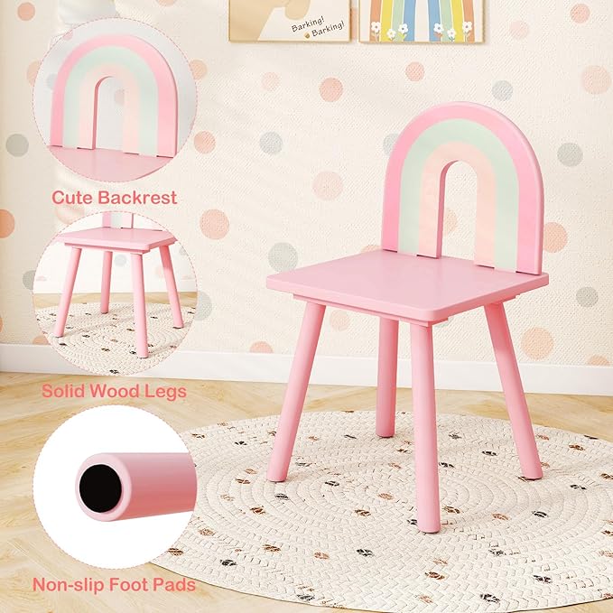 HONEY JOY Kids Vanity, Cloud Shape Wooden Girls Vanity Set with Mirror and Stool, Drawers, Storage Cabinet, Toddler Makeup Desk Dressing Table, Pretend Play Kids Vanity Table and Chair Set (Pink)
