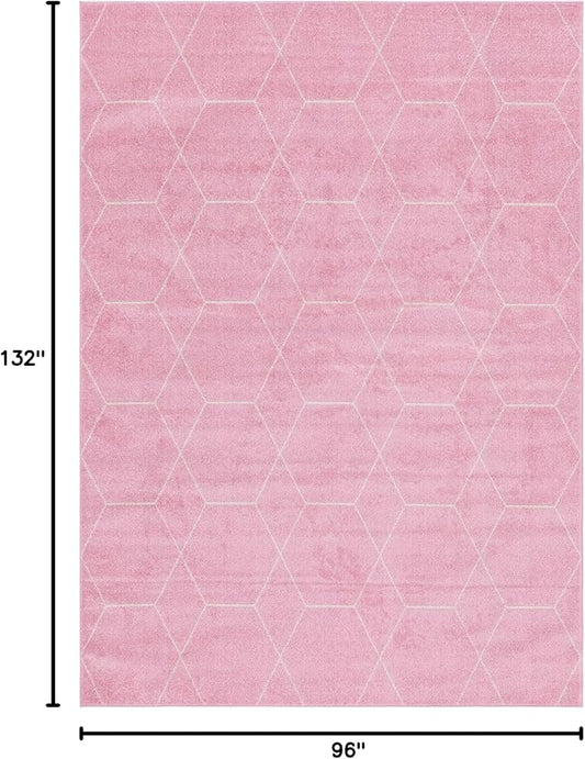 Unique Loom Trellis Frieze Collection Area Rug - Geometric (8' x 11', Light Pink/ Ivory)