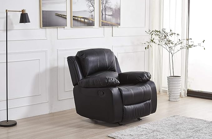 Betsy Furniture Black Bonded Leather Recliner Set, Sofa, Loveseat, Chair 8018