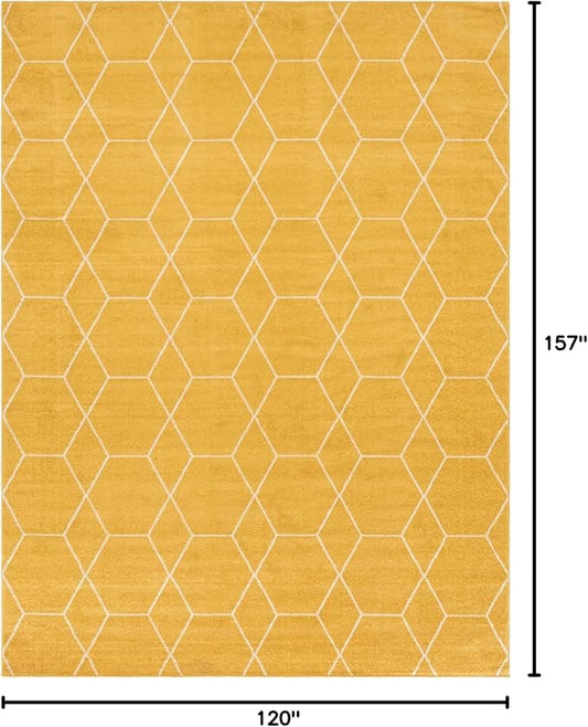Unique Loom Trellis Frieze Collection Area Rug - Geometric (10' x 13', Yellow/ Ivory)