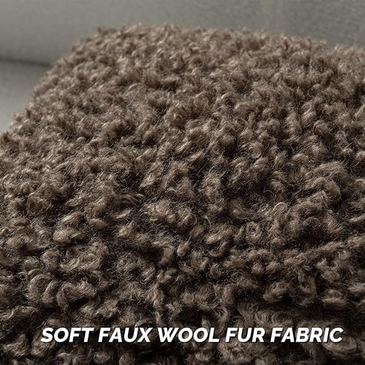FUTEI Chocolate Decorative Throw Pillow Covers 22x22 Inch Set of 2,Soft Fluffy Faux Wool Fur Boucle Textured Cushion Case,Modern Home Decor for Couch Bed Living Room Office